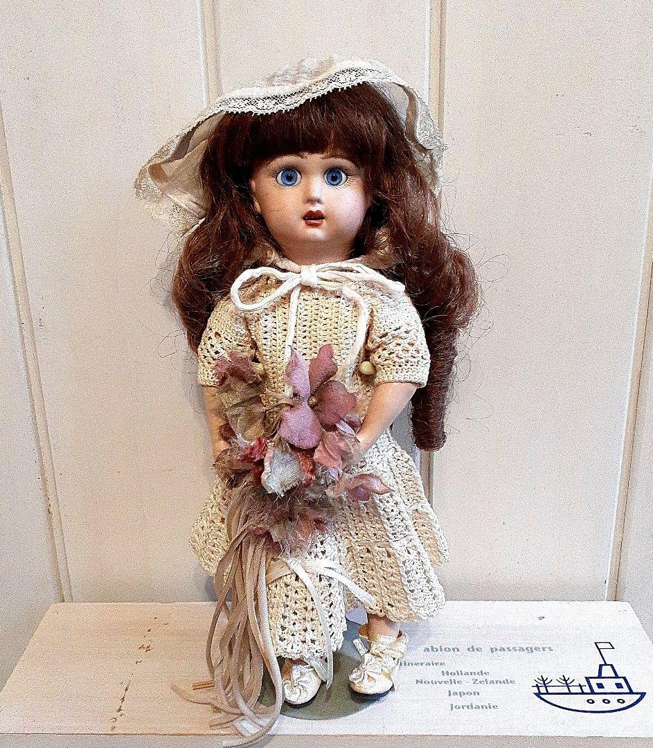 ⭐素敵！アンティークビスクドール、ドールスタンド付き　17