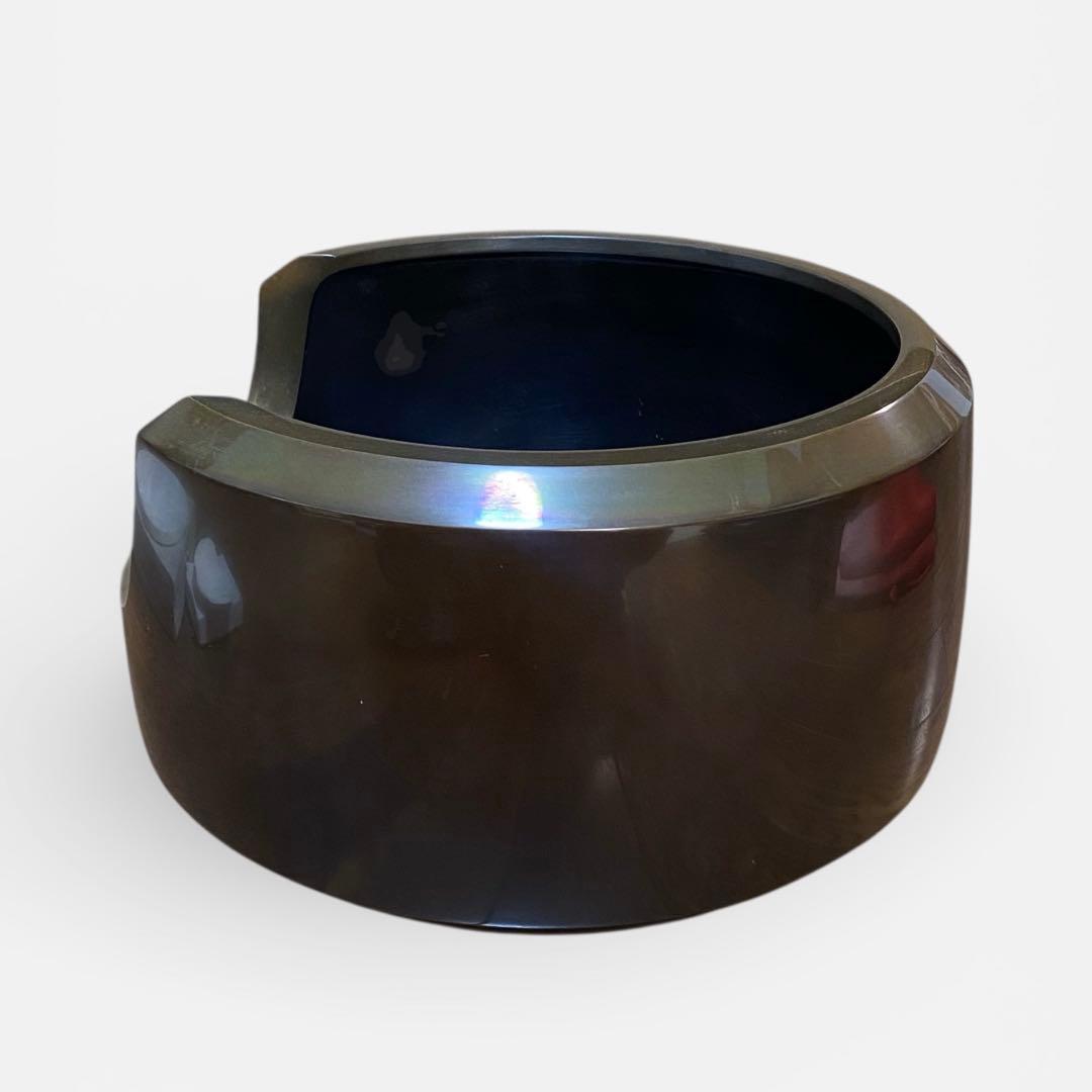 ◆風炉師 金谷浄雲 唐銅面取風炉 共箱 美品 付属品有 茶道具