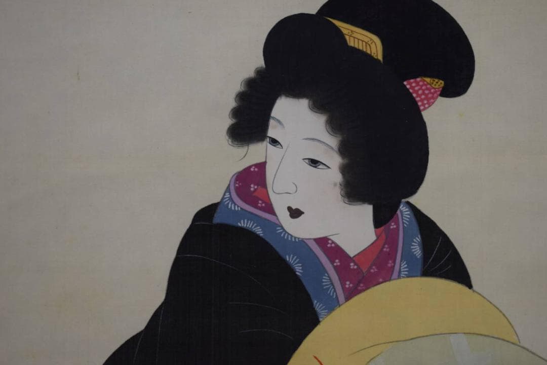 真作/龍生/美人画/布袋屋掛軸HI-188