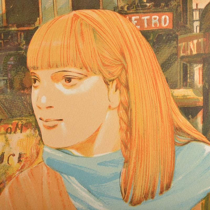 斉藤三郎　版画　EA　「モンターニュ通り」　額装　箱付　C　Ｒ5917Ｃ