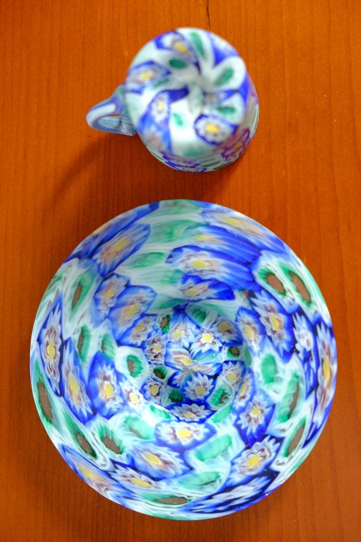 ミルフィオリ カップ＆ソーサー グラス 吹きガラス 作家 飯塚亜裕子 ムリーニ