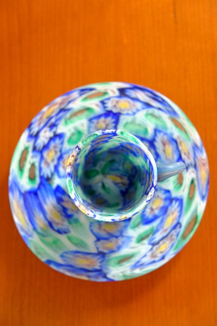 ミルフィオリ カップ＆ソーサー グラス 吹きガラス 作家 飯塚亜裕子 ムリーニ