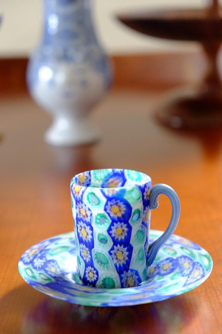 ミルフィオリ カップ＆ソーサー グラス 吹きガラス 作家 飯塚亜裕子 ムリーニ