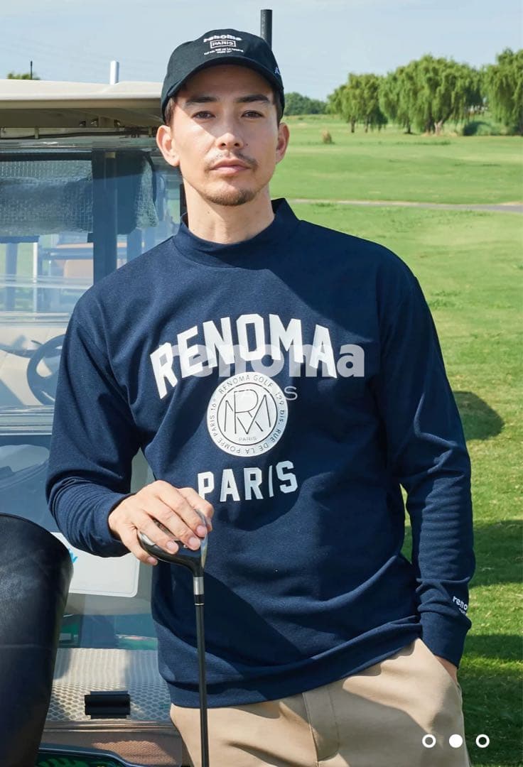 レノマゴルフ　カノコモックネックシャツ　L ブラック