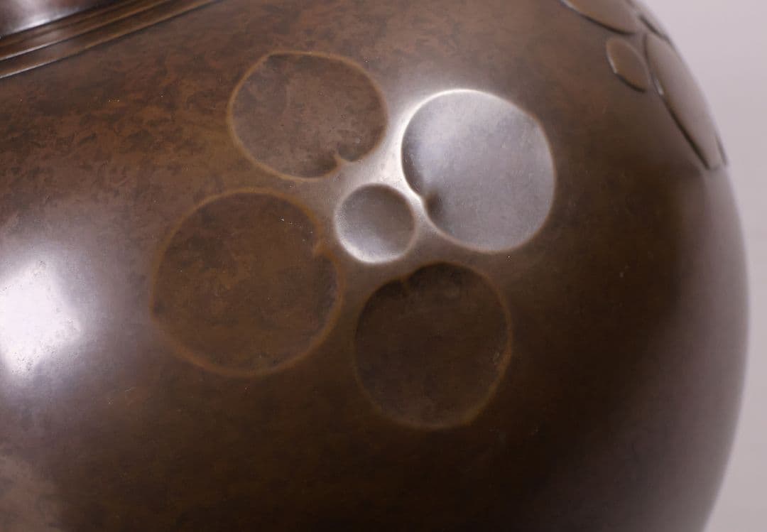 高岡銅器 鋳師 中村義一 八葉文 青銅 花瓶 高27cm 共箱 壷【MB201】