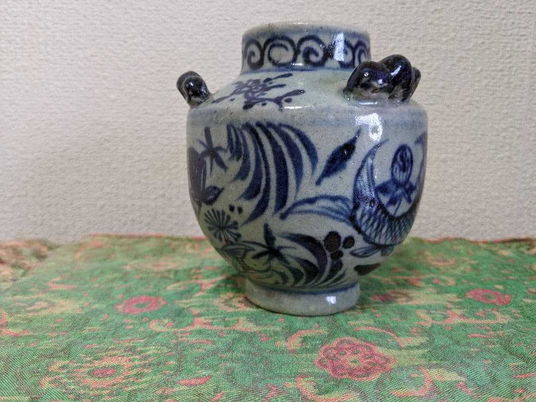 ⭐中国古陶磁 安南染付胴継ぎ小壺瓶！遺品少数 明時代 古美術 骨董品