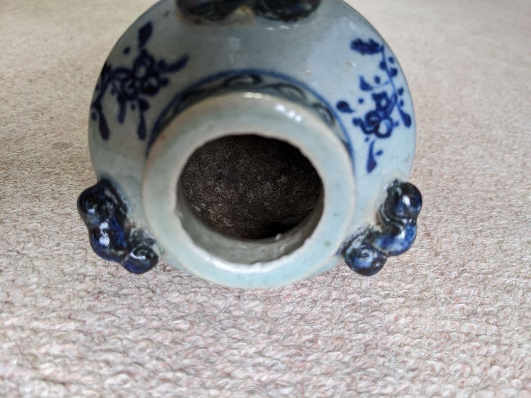 ⭐中国古陶磁 安南染付胴継ぎ小壺瓶！遺品少数 明時代 古美術 骨董品