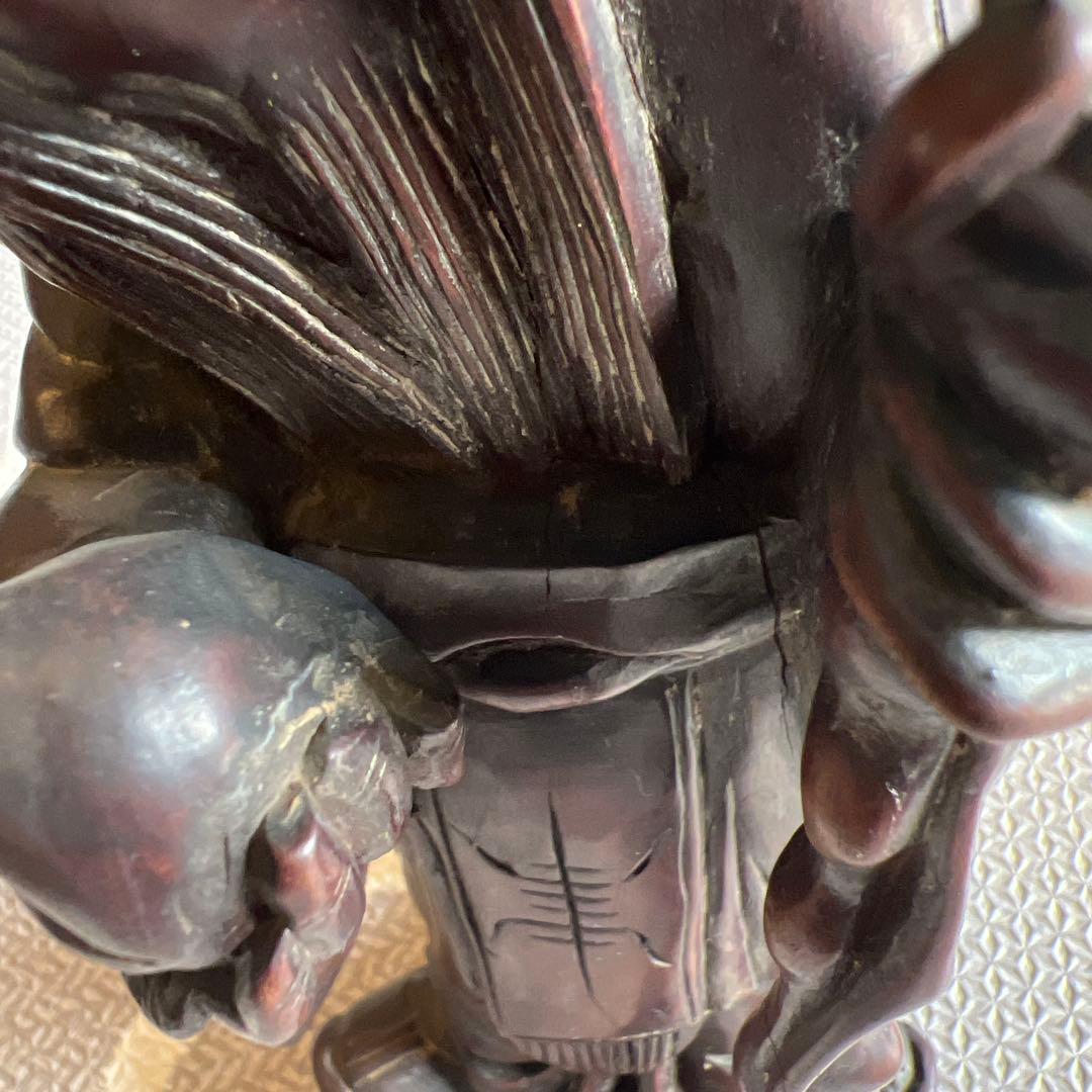 中国の道教の長寿神である寿老人　福禄寿　木彫り