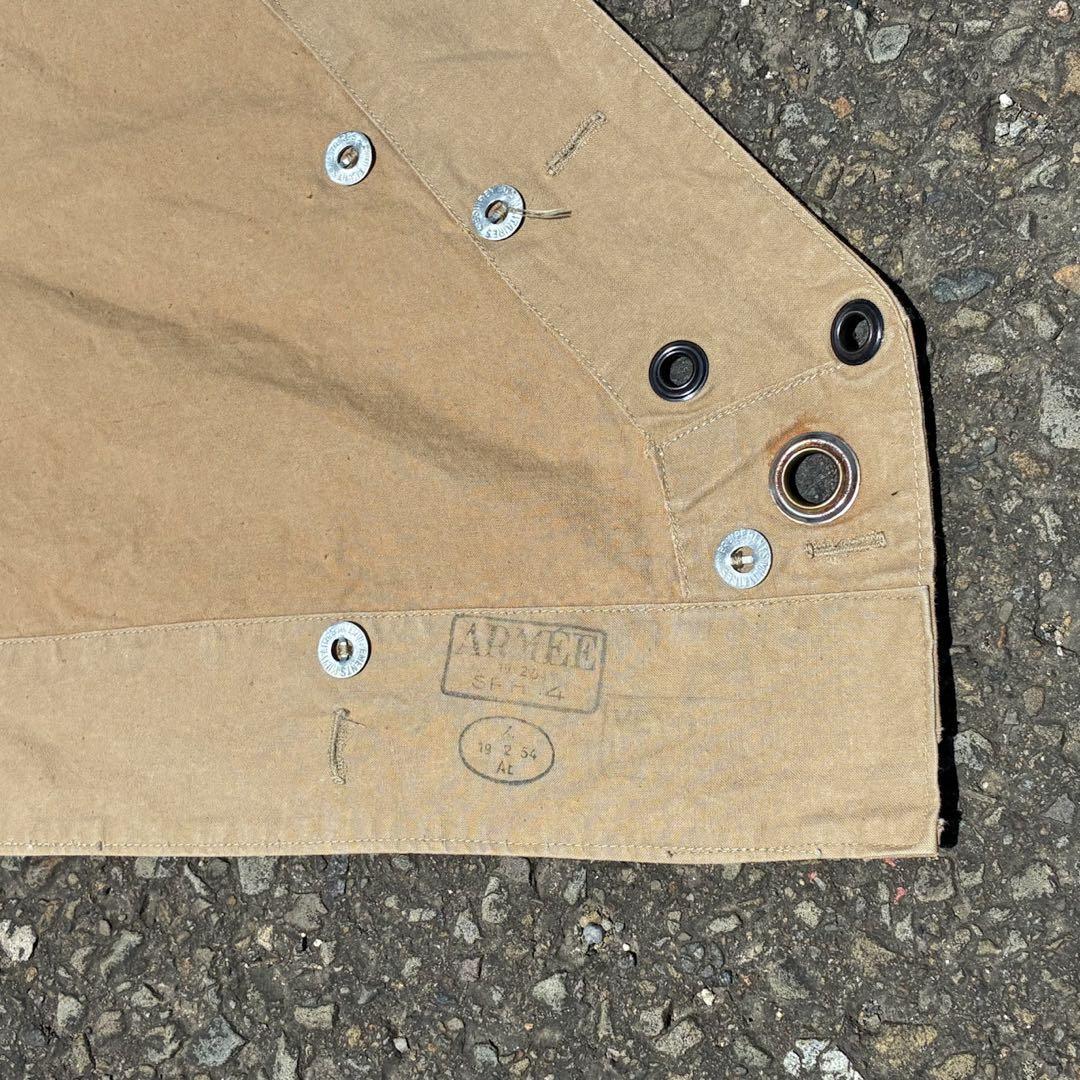 50s フランス軍 テントシェル タープ ポンチョパップテント カーキベージュ