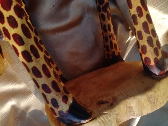 高身長　63cm　キリン　2頭　一刀彫　一つの木材　迫力