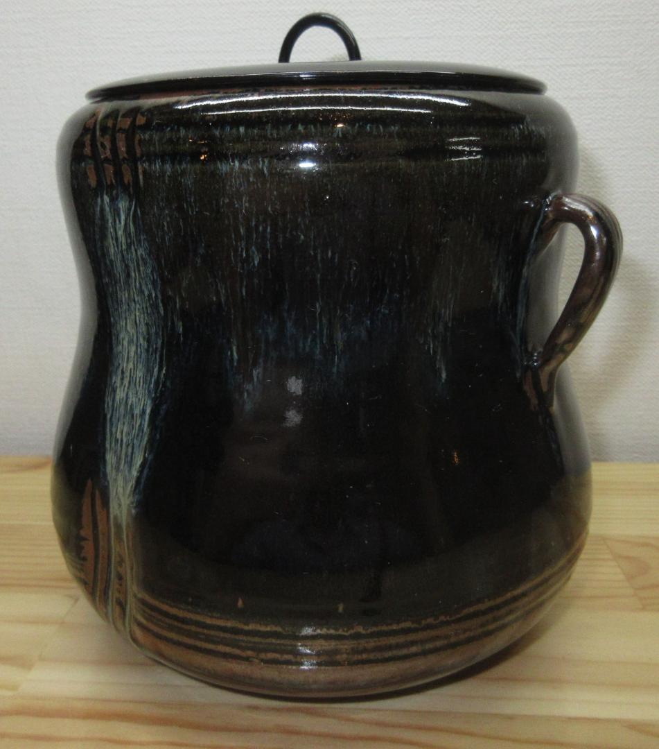 送料込【逢絢亭】茶道具 水指 比古焼 耳付 英彦山 寿山作 共箱入り