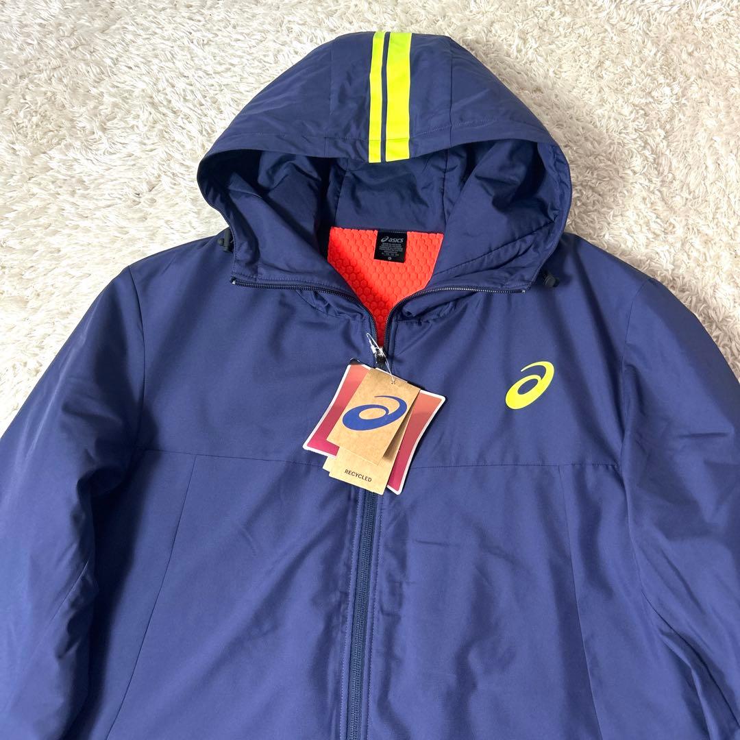 【新品タグ付き】asics 中綿ロングコート ベンチコート ネイビー 3L