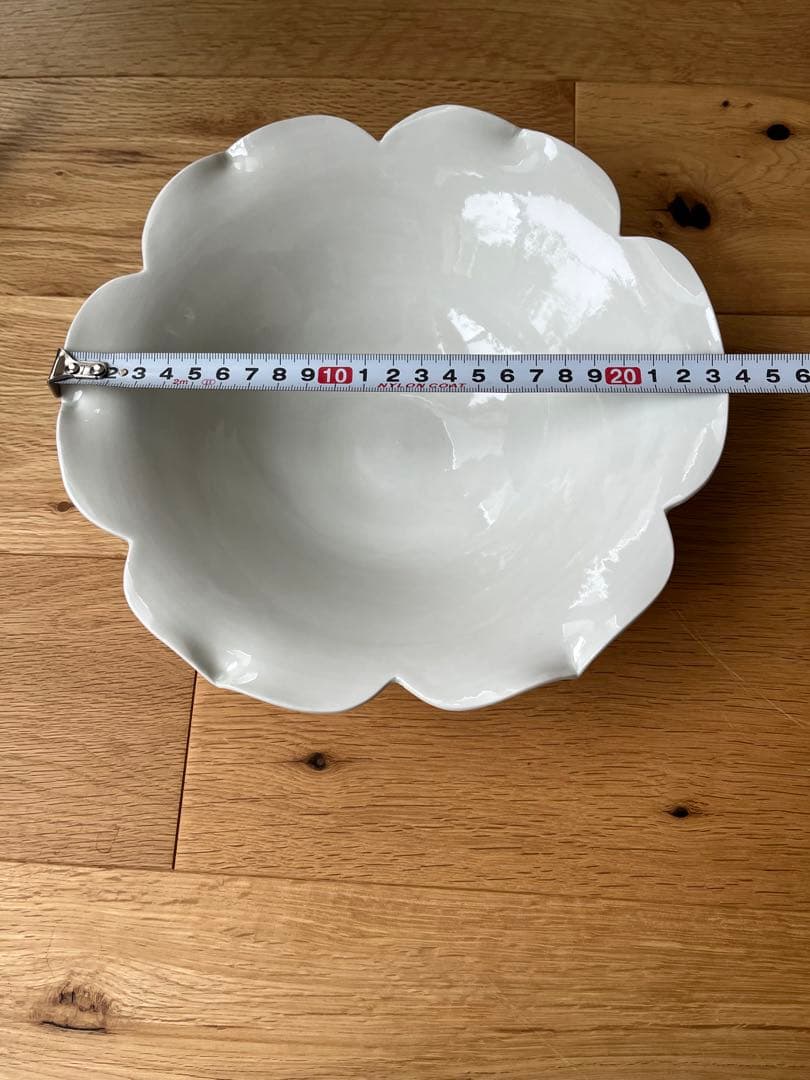 川瀬竹志造 白磁花輪花鉢 共箱　作家物