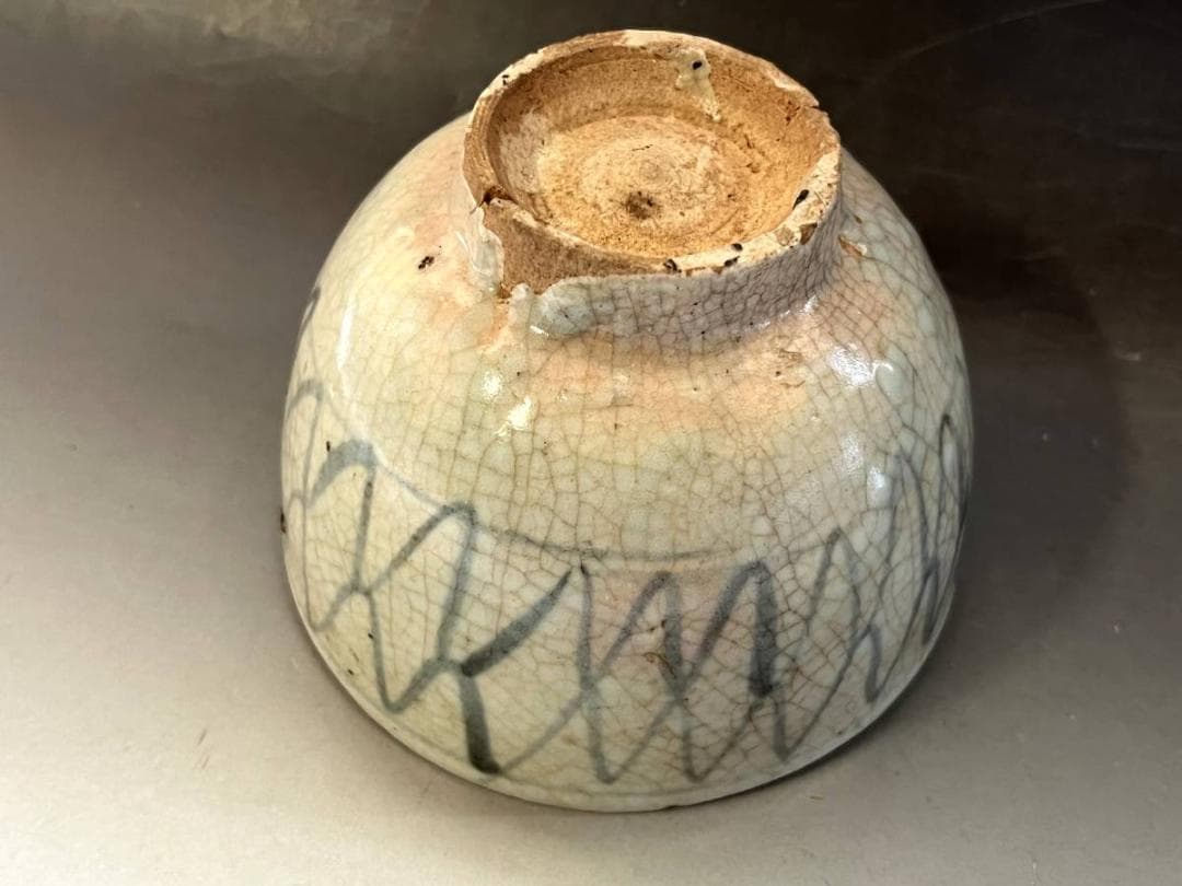 茶碗■古伊万里 綱目文茶碗(江戸期) 金継ぎ直し有り お茶道具 時代物 骨董品■