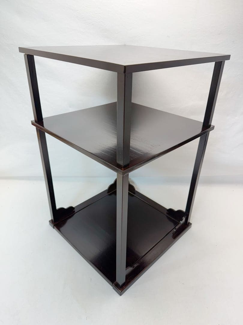 茶道具 溜塗 二重棚 茶棚 組み立式 元箱