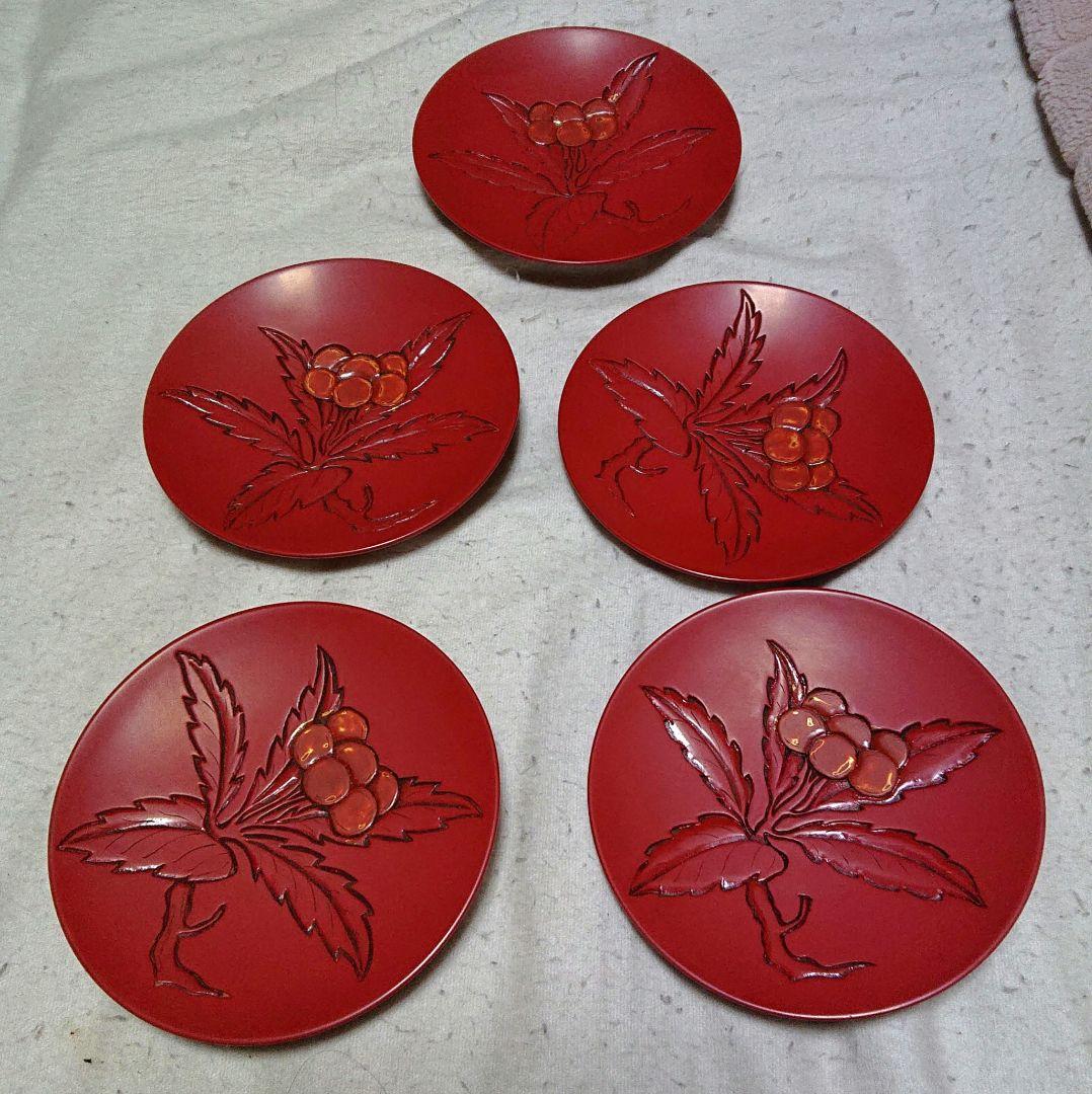 堆朱銘々皿 5枚セットA343