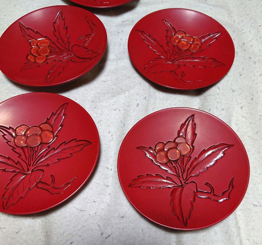 堆朱銘々皿 5枚セットA343