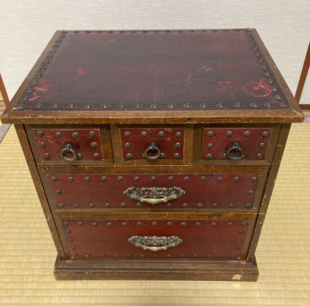 アンティーク チェスト レトロ　箪笥　タンス　本革　ヴィンテージ