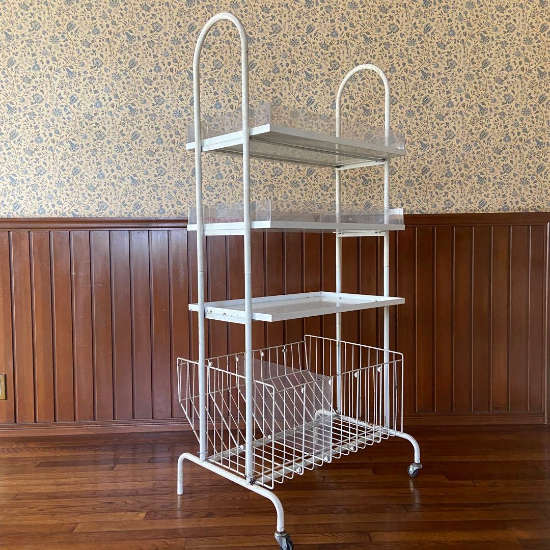 昭和レトロ　’70s ナショナル　店舗什器　陳列棚　ビンテージ　キャスター付き