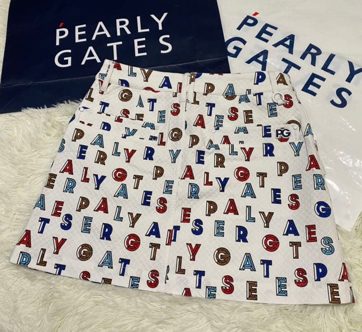 正規品パーリーゲイツ アートピケダイヤカットロゴプリントスカートレディスサイズ0