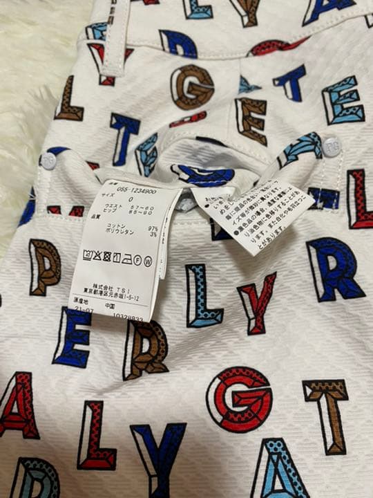 正規品パーリーゲイツ アートピケダイヤカットロゴプリントスカートレディスサイズ0