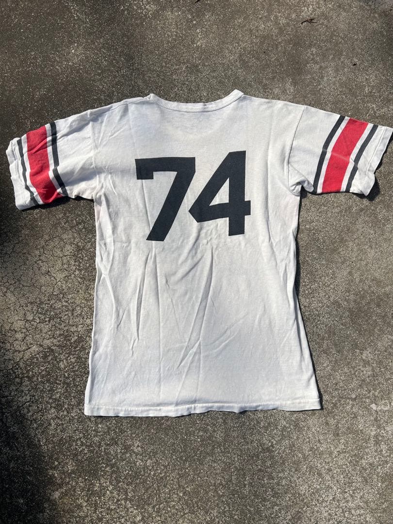 60s後期~70s前期Champion フットボールTシャツ(染み込みプリント)