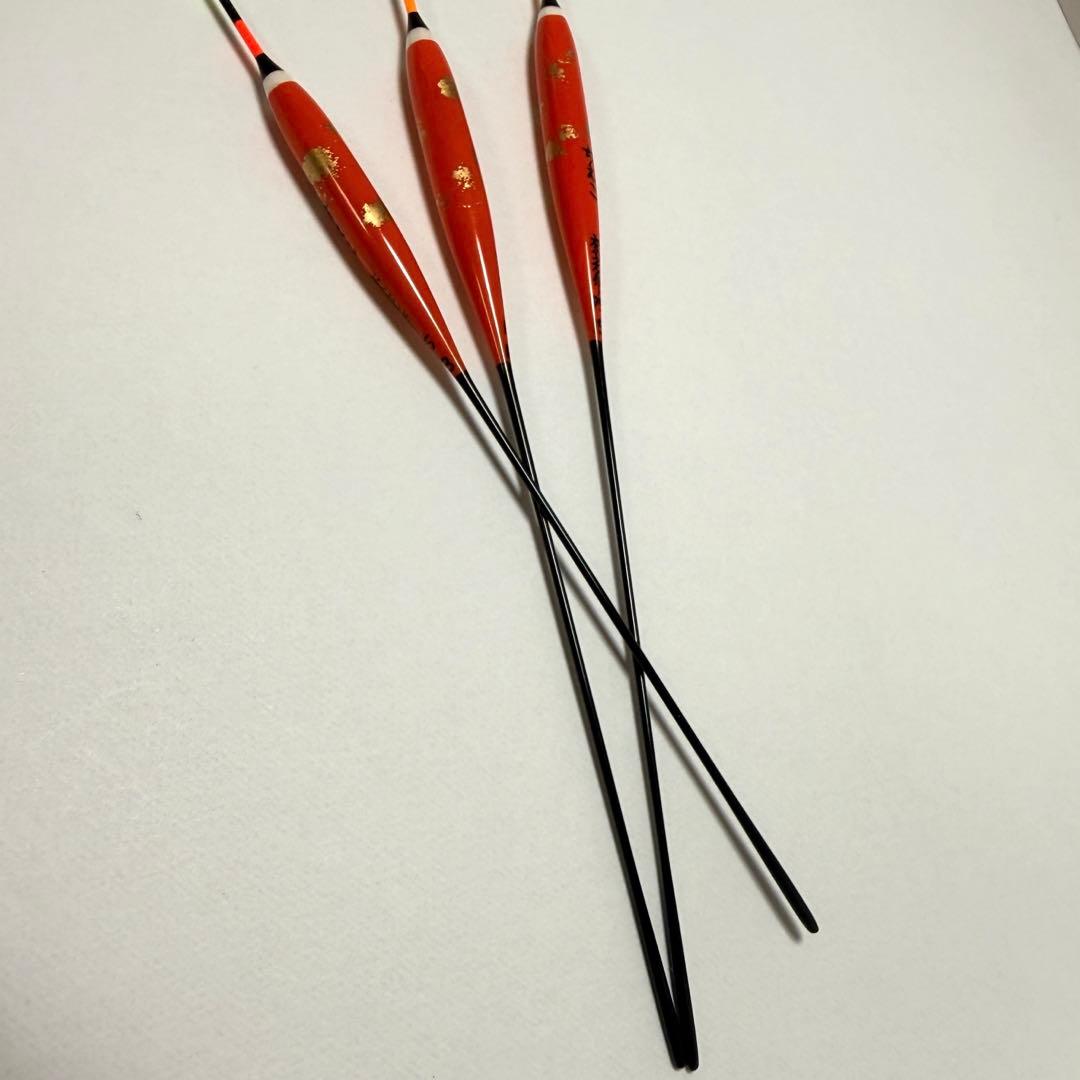 【未使用】奈光浮子　朱BK-3 羽根2枚合わせ　PCムクトップ　3本セット