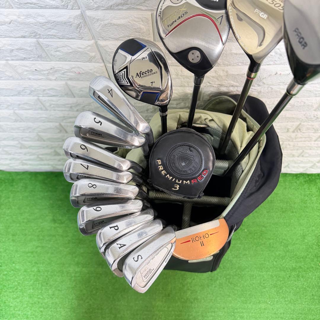 ゴルフセット　初心者応援　PRGR ラウンド仕様　打感良好　カーボン　すぐ使える