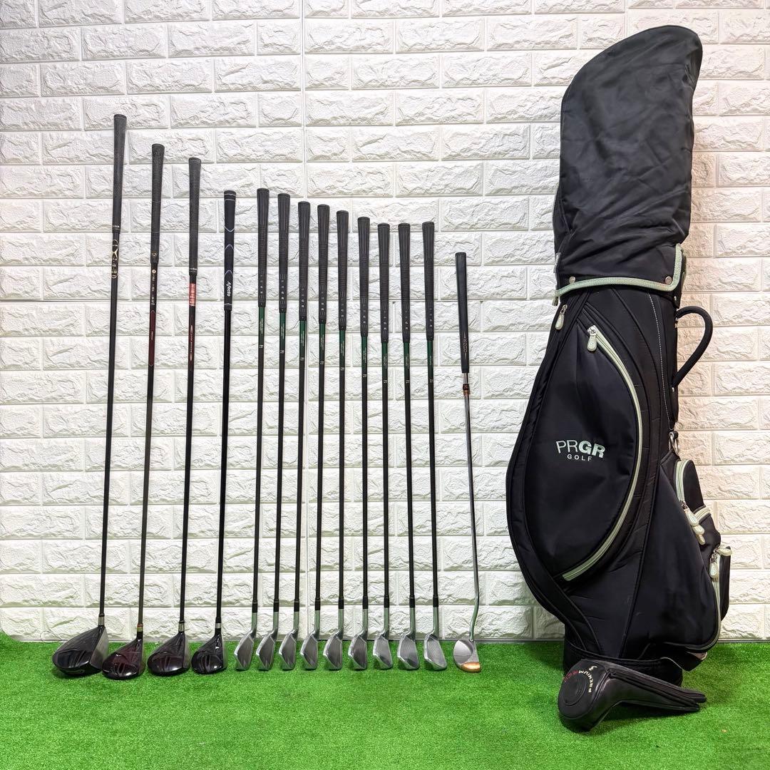 ゴルフセット　初心者応援　PRGR ラウンド仕様　打感良好　カーボン　すぐ使える