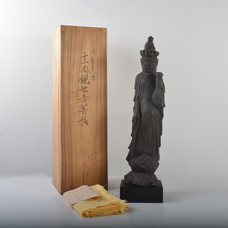 工彫社製　樹脂複製品　円空上人作　木彫十一面観世音菩薩像　共箱 VR4383C