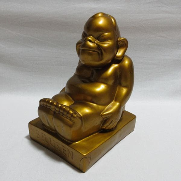 ビリケンさん置物ブロンズ樹脂製金色ゴールド縁起物幸福神様昭和レトロアンティーク