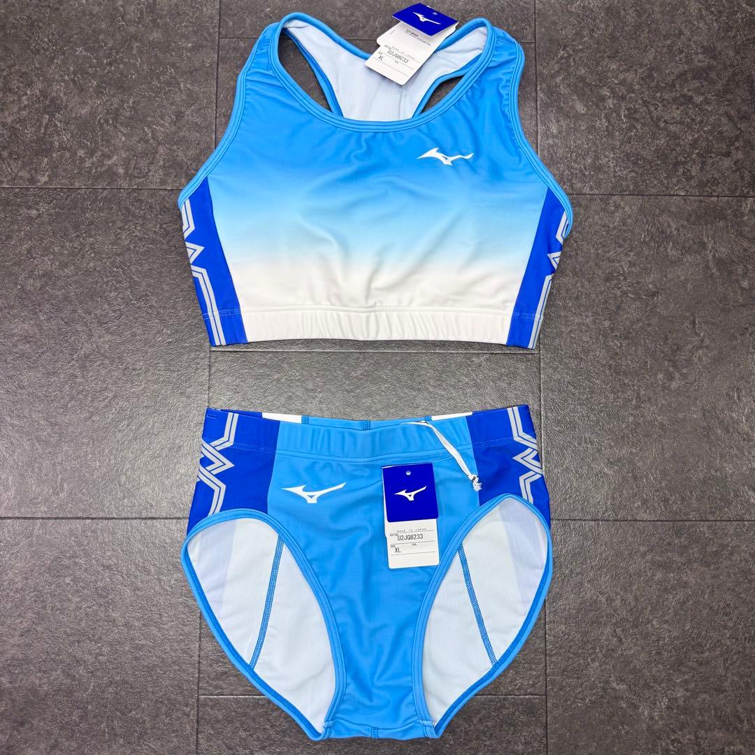 ミズノ　女子陸上ユニフォーム上下　XLサイズ　サックスブルー×ブルー×ホワイト
