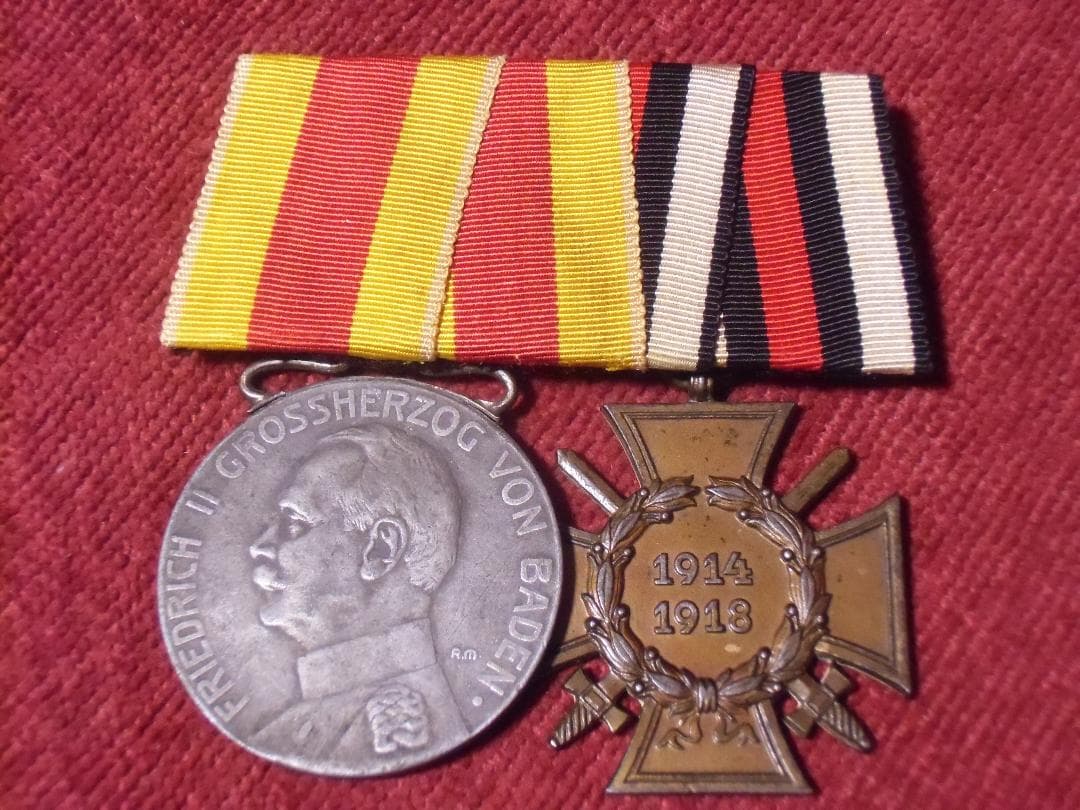 Ｗ帝政ドイツ軍/バーデン大公国＊２連メダルバー（実物）