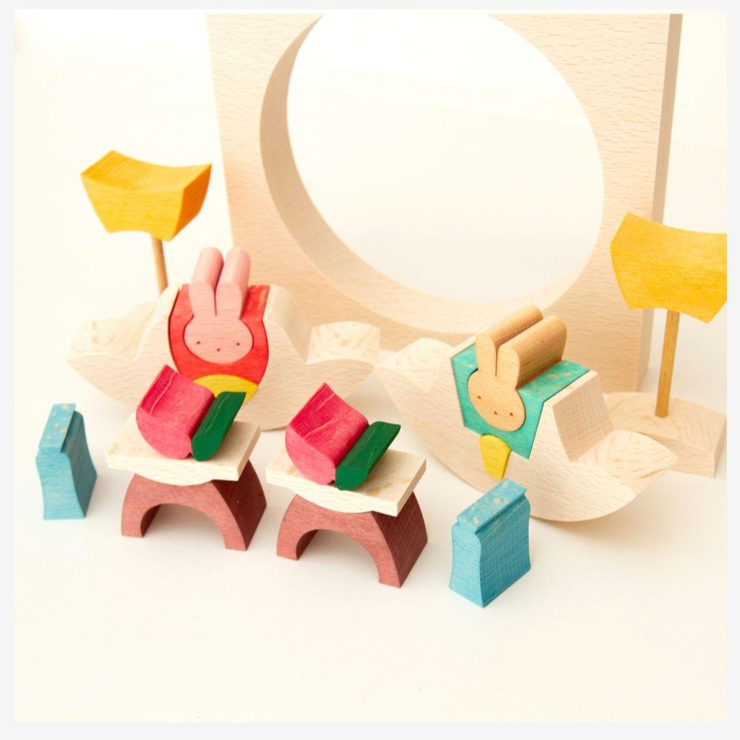 うさぎ円びな　小黒三郎・組み木のお雛様