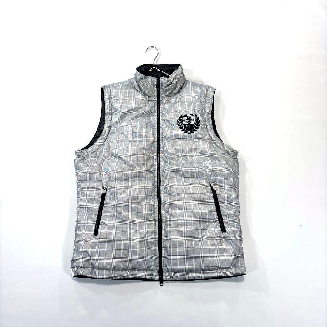 アドミラルゴルフ　中綿ベスト　リバーシブル　スコットランド　ブラック　グレー