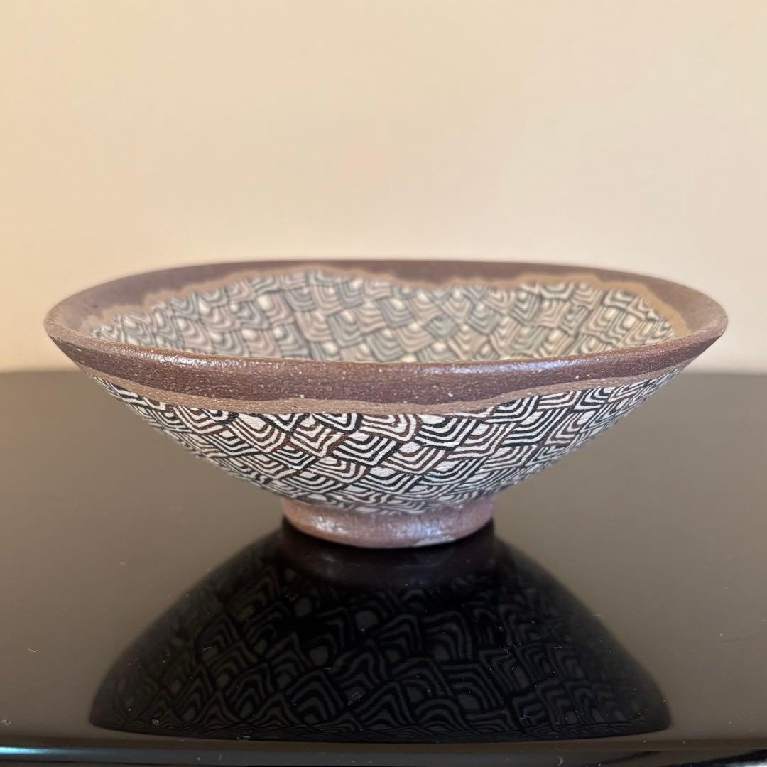 茶道具 練込茶碗 水野教雄 共箱・共布・栞付き