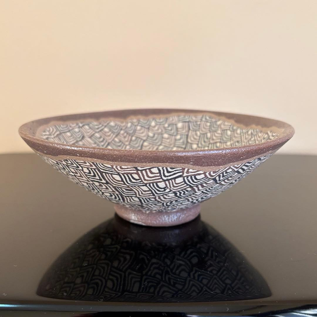 茶道具 練込茶碗 水野教雄 共箱・共布・栞付き