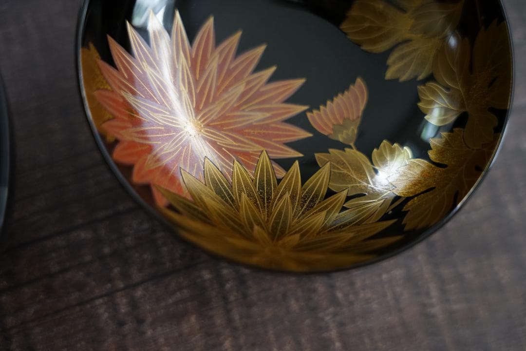 輪島塗　菊水蒔絵　　雑煮椀　煮物椀　５客