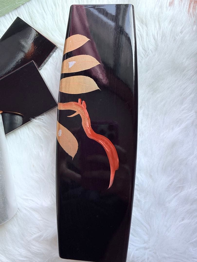 希少 1994年 日本皇室献上品 蒔絵 金彩 漆花瓶