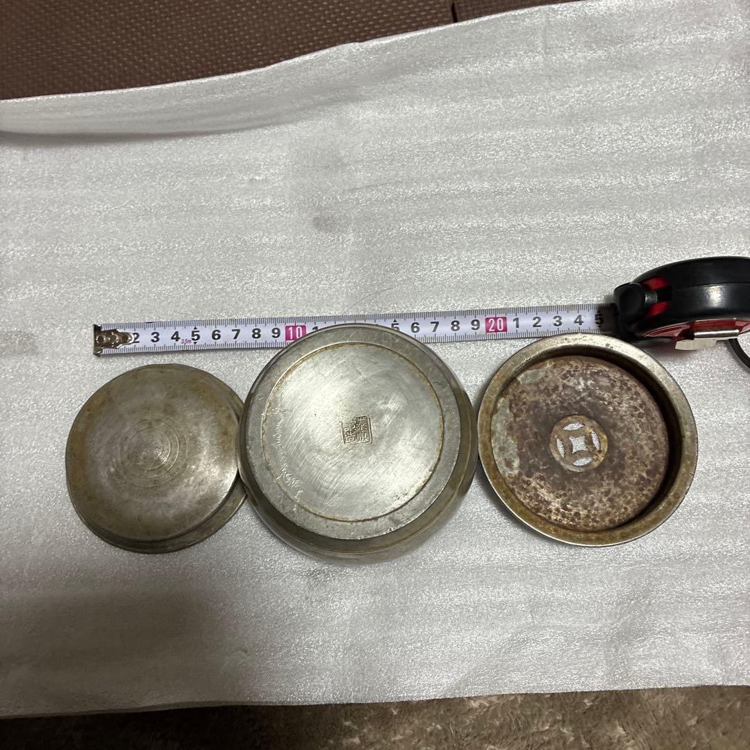 古錫　在銘　建水　茶こぼし　茶入　重453.5g煎茶道具　茶道具