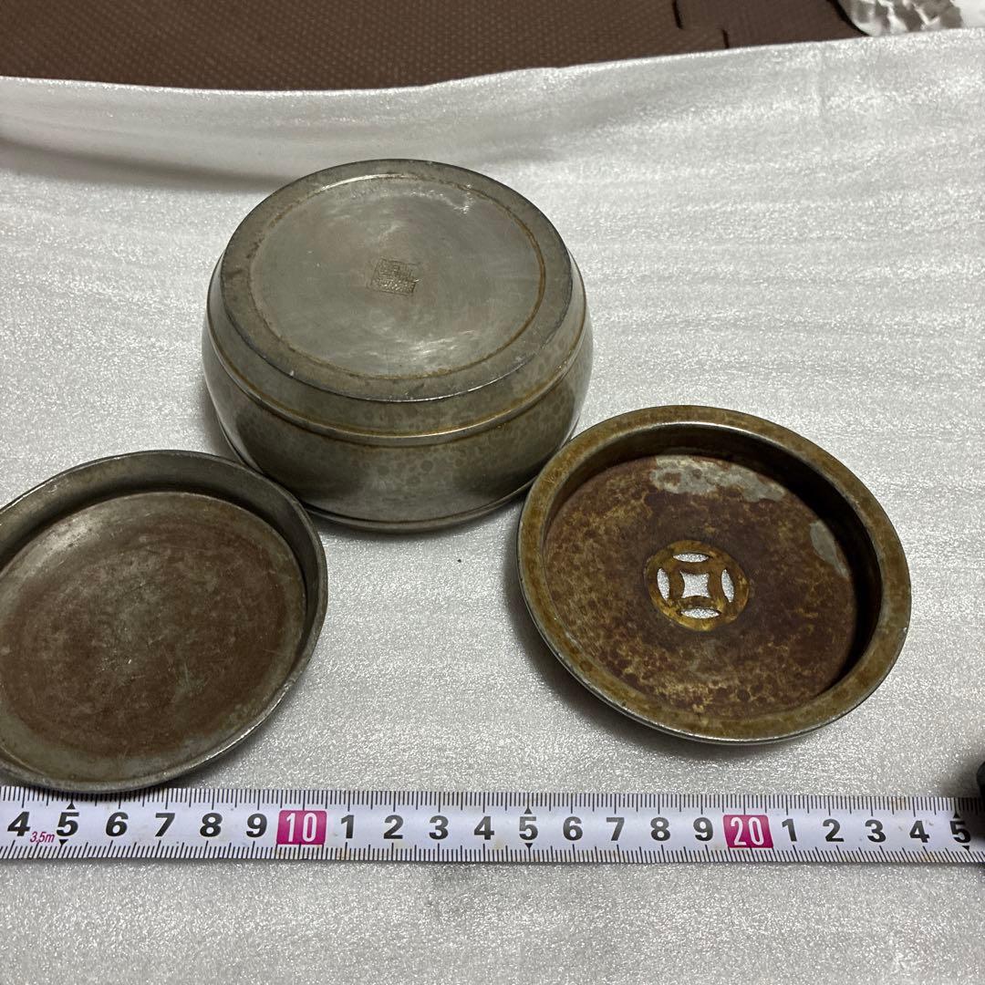 古錫　在銘　建水　茶こぼし　茶入　重453.5g煎茶道具　茶道具