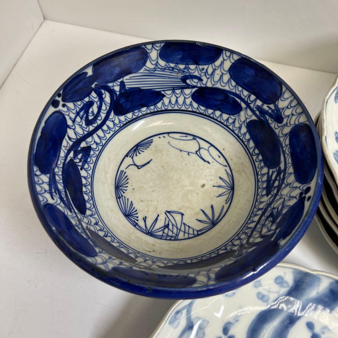 古伊万里、古染付　染付銚子、中皿等色々　東Y8-0113②