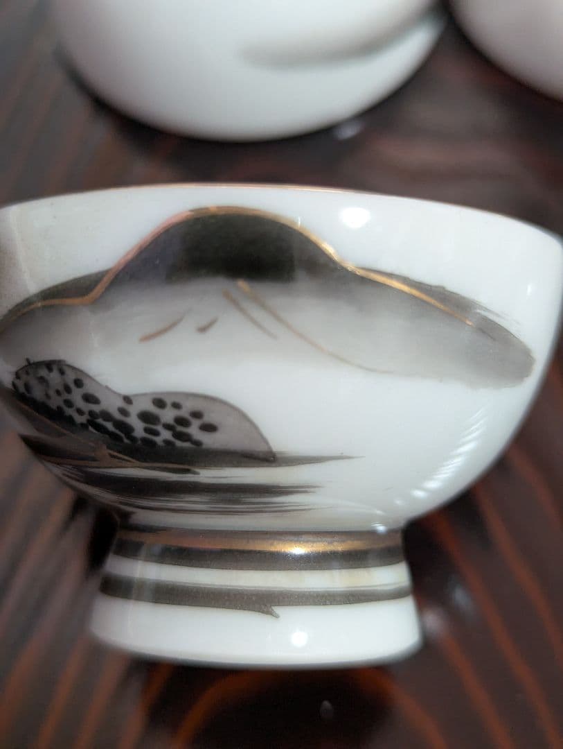 古九谷 美泉 山水画陶磁器酒器セット