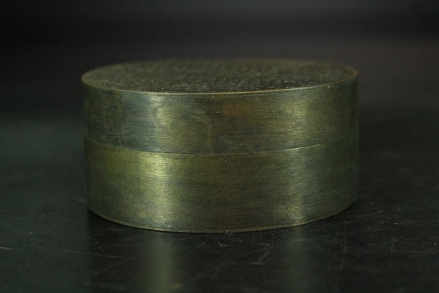 中国美術 文昌閣 在銘 刻文字 円形 蓋物(K-YC396)