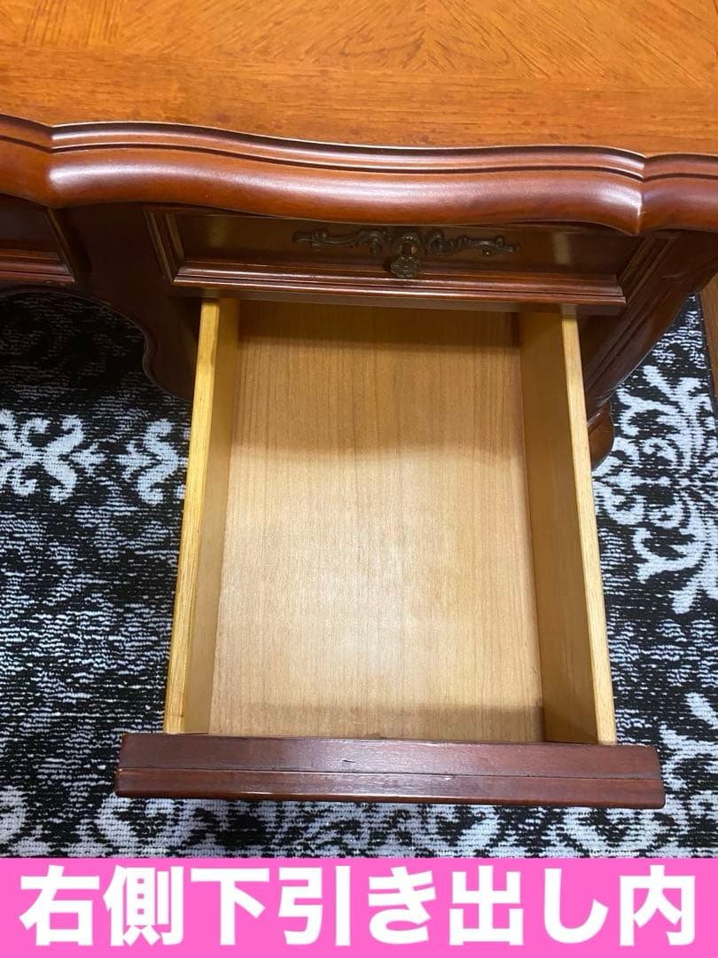 最高級♦️猫脚 彫刻 象嵌♦️希少 アンティーク プレジデント 両袖 デスク♦️重厚