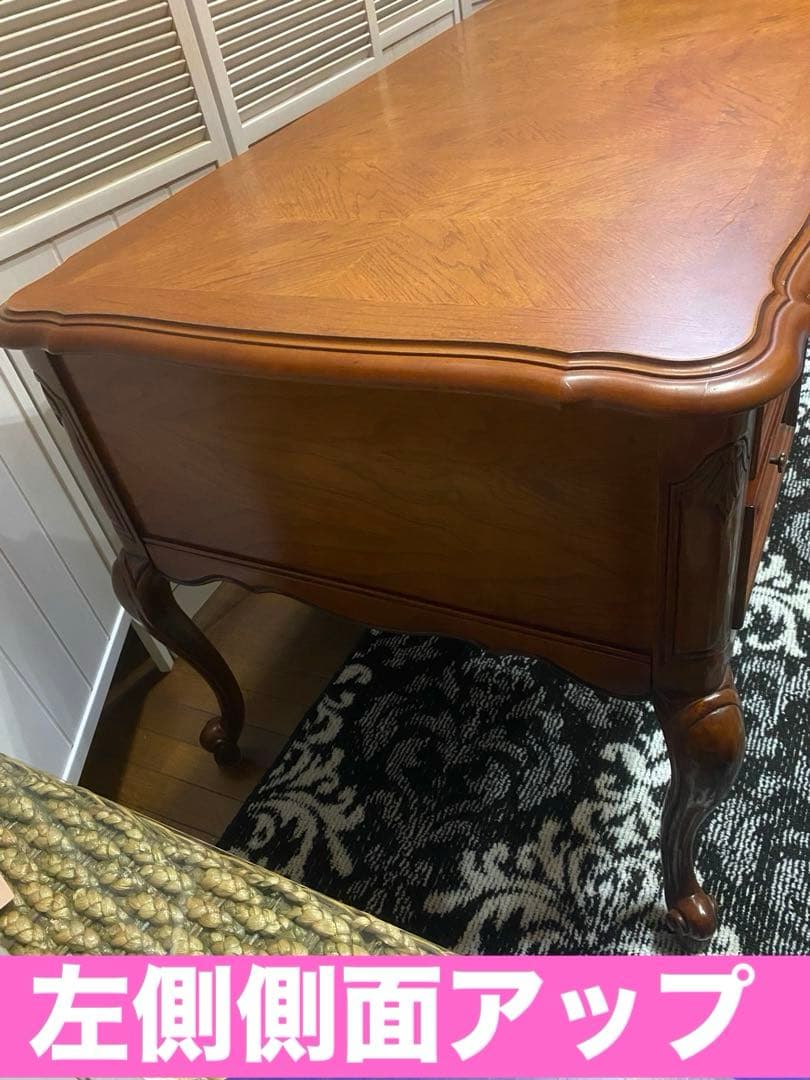 最高級♦️猫脚 彫刻 象嵌♦️希少 アンティーク プレジデント 両袖 デスク♦️重厚