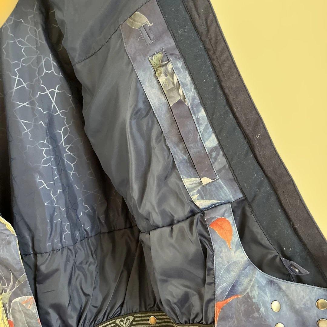 ROXY ネイビー 花柄 スノーボードジャケット　オレンジパンツ　2点セット