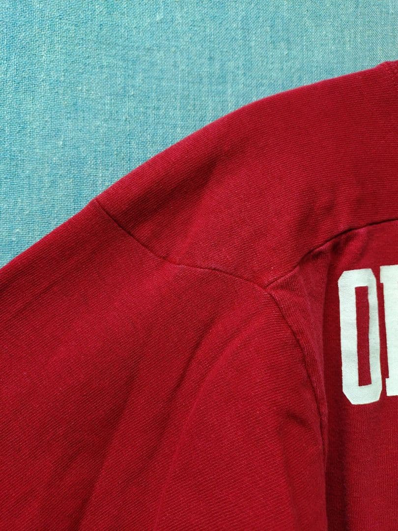 70s チャンピオン バータグ 綿100 フットボール Tシャツ M 赤