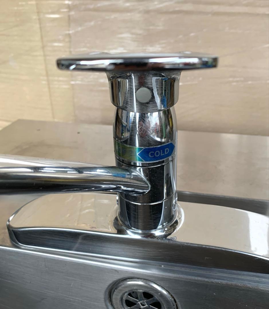 フジマック ステンレス製片扉付1槽シンク KAKUDAI 混合水栓付 ➁