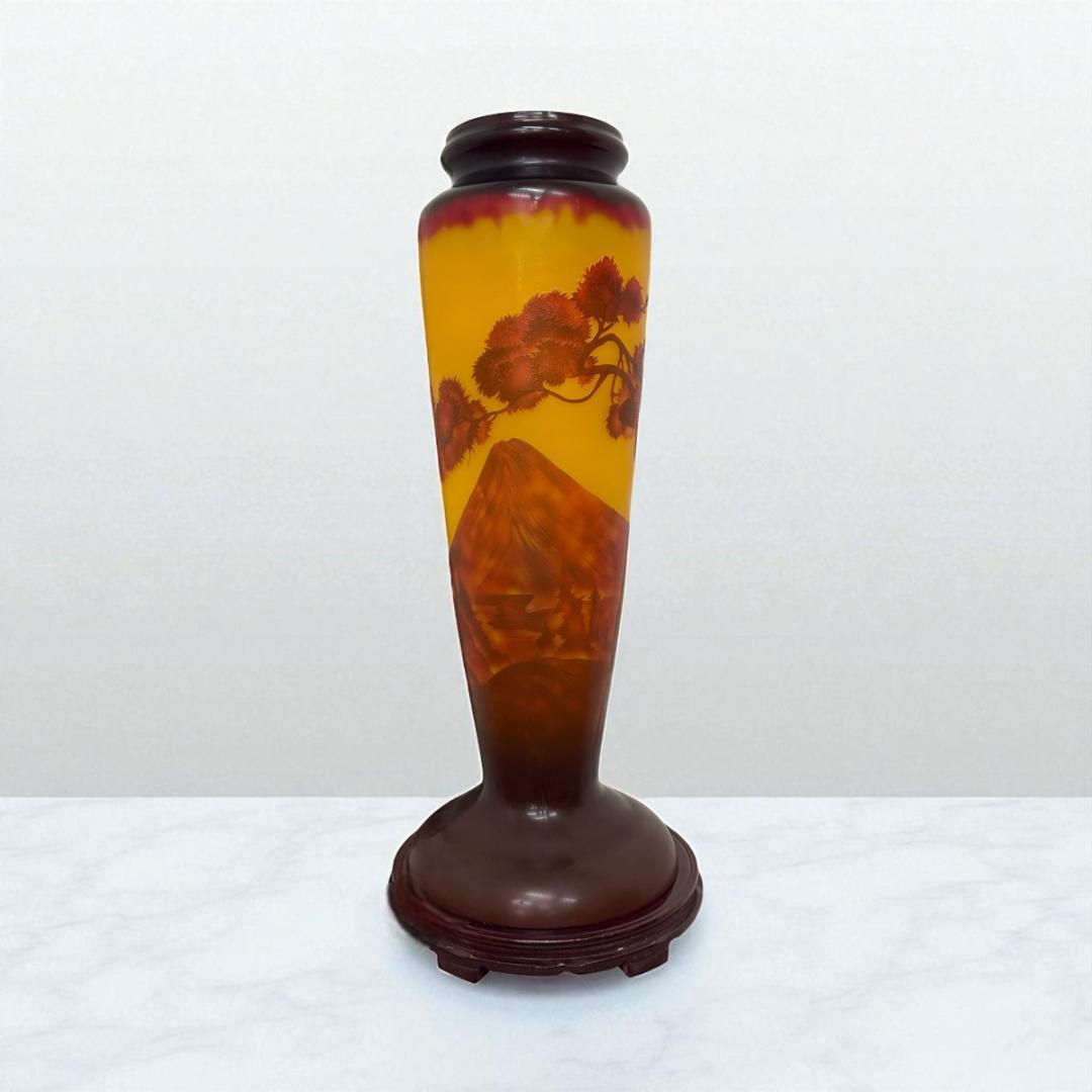 高さ62㎝【特大】山景文エミールガレ風ランプ　アンティーク